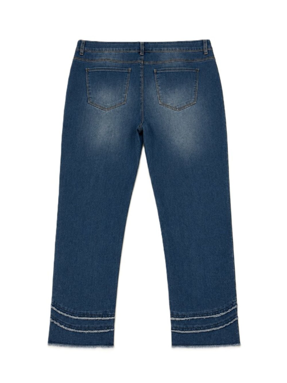NWT  Denim Cropped Jeans Size 16 Raw Hem Frayed Detail Stretch Mid Rise plus - Picture 4 of 7